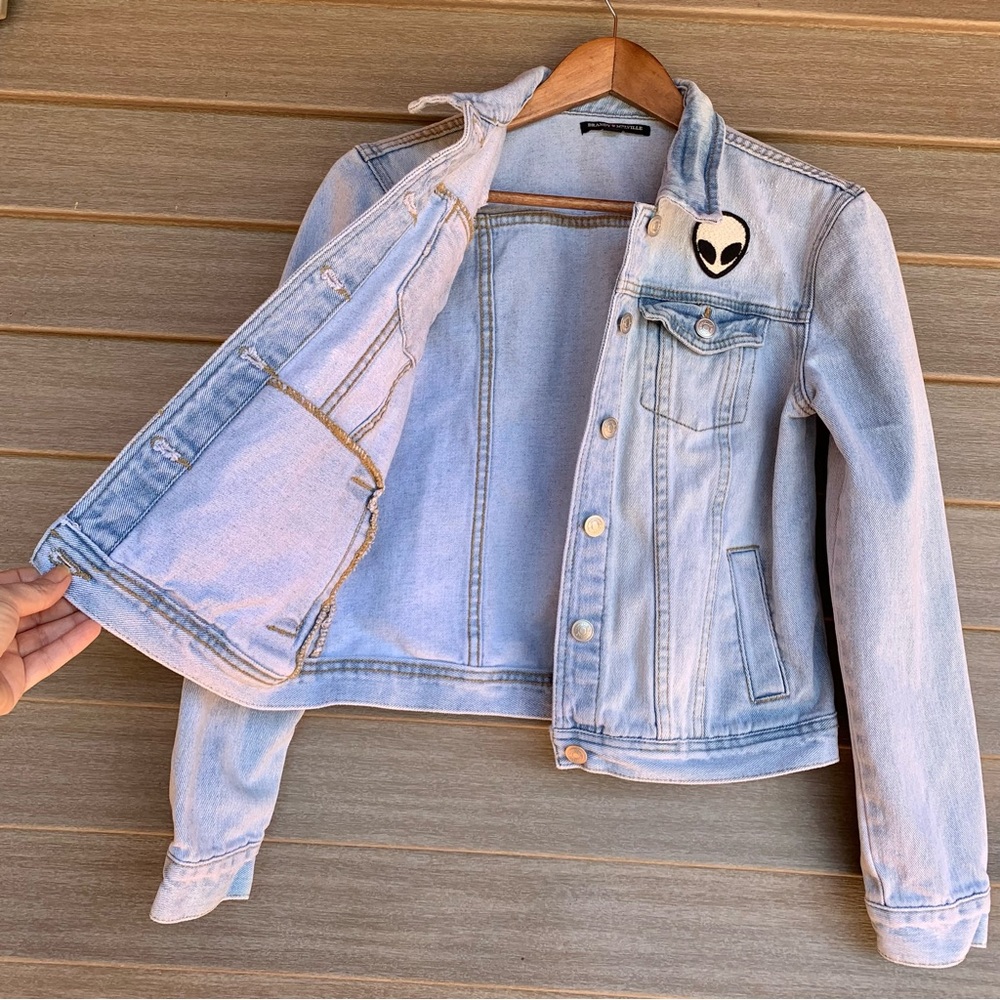 Brandy Melville Distressed Alien Patch Light Blue… - image 4